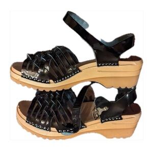 41 Troentorps wood Sandals Clogs ANNA woven patent leather 10 New No tags/No box